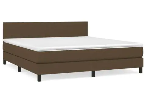 Pat continental cu saltea maro închis 180x200cm material textil - 2/5