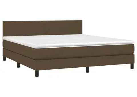 Pat continental cu saltea maro închis 180x200cm material textil - 3/5