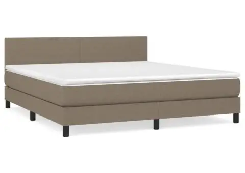 Pat box spring cu saltea, gri taupe, 160x200 cm material textil - 2/5