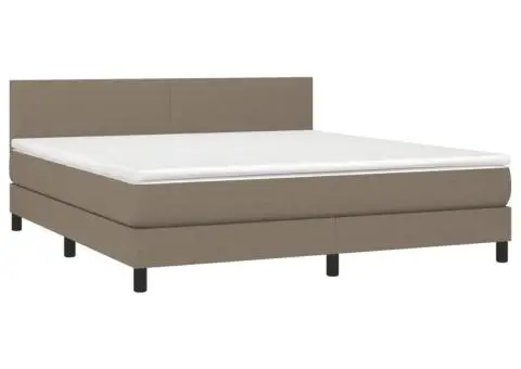 Pat box spring cu saltea, gri taupe, 160x200 cm material textil - 3/5