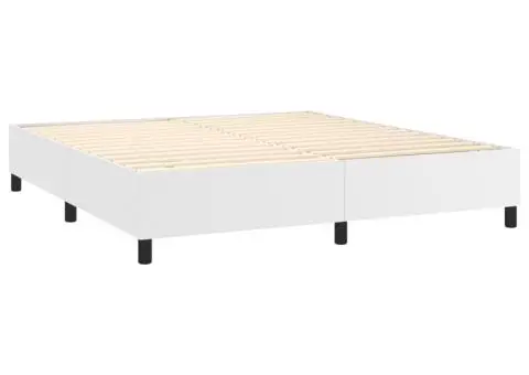 Pat cu arcuri, cu saltea și LED, alb, 180x200 cm, piele eco - 5/5