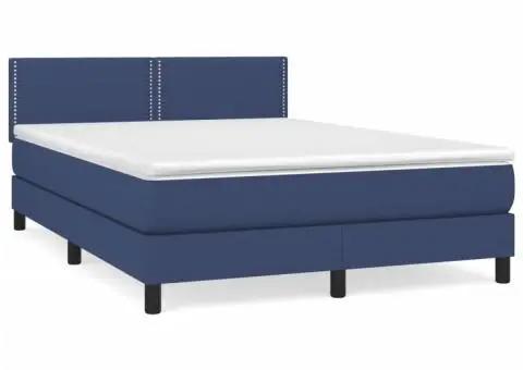 Pat box spring cu saltea, albastru, 140x200 cm, textil - 2/5
