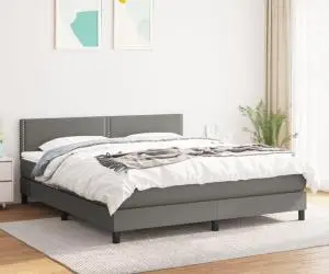 vidaXL Pat box spring cu saltea, gri închis, 180x200 cm, textil