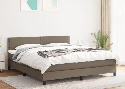 Pat box spring cu saltea, gri taupe, 160x200 cm material textil - 1/5