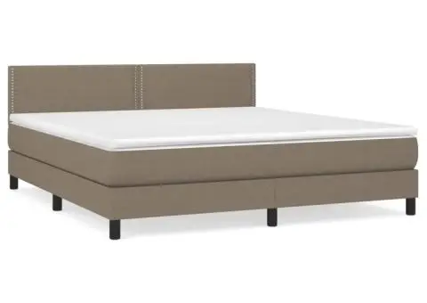 Pat box spring cu saltea, gri taupe, 160x200 cm material textil - 2/5