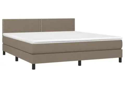 Pat box spring cu saltea, gri taupe, 160x200 cm material textil - 3/5