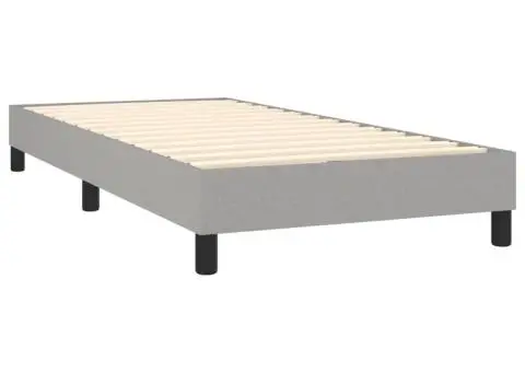 Pat box spring cu saltea, gri deschis, 90x200 cm, textil - 4/5