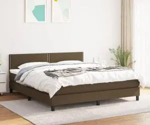 vidaXL Pat continental cu saltea maro închis 180x200cm material textil