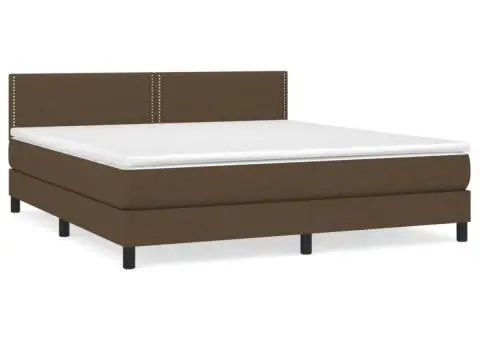 Pat continental cu saltea maro închis 180x200cm material textil - 2/5
