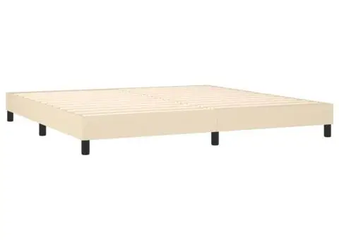 Pat box spring cu saltea, crem, 200x200 cm, textil - 4/5