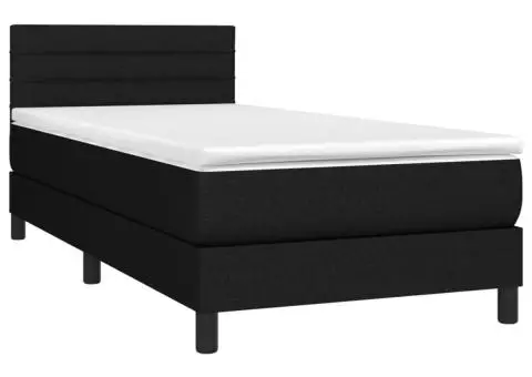 Pat box spring cu saltea, negru, 100x200 cm, textil - 3/5