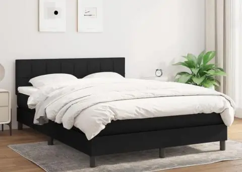 Pat box spring cu saltea, negru, 140x200 cm, textil - 1/5