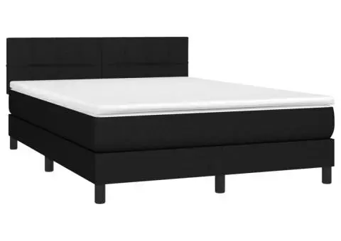 Pat box spring cu saltea, negru, 140x200 cm, textil - 3/5