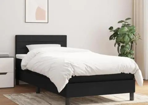 Pat box spring cu saltea, negru, 90x190 cm, textil - 1/5