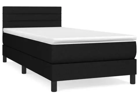 Pat box spring cu saltea, negru, 90x190 cm, textil - 2/5