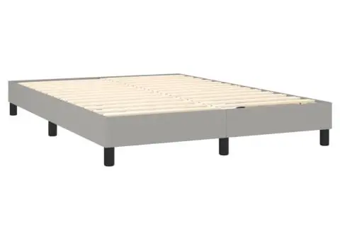 Pat box spring cu saltea, gri deschis, 140x190 cm, textil - 4/5
