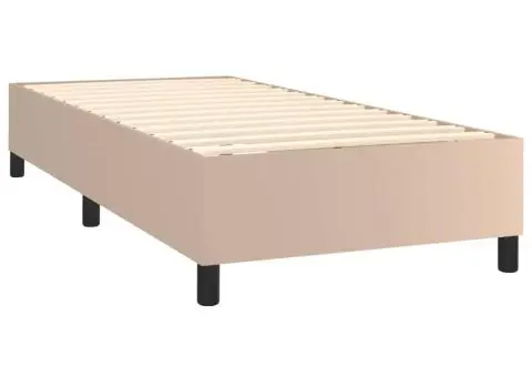 Pat cu arcuri, cu saltea și LED cappuccino 90x190 cm, piele eco - 5/5