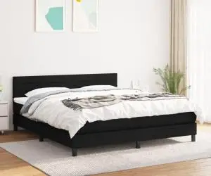 vidaXL Pat box spring cu saltea, negru, 180x200 cm, catifea