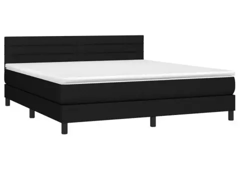 Pat box spring cu saltea, negru, 180x200 cm, catifea - 3/5
