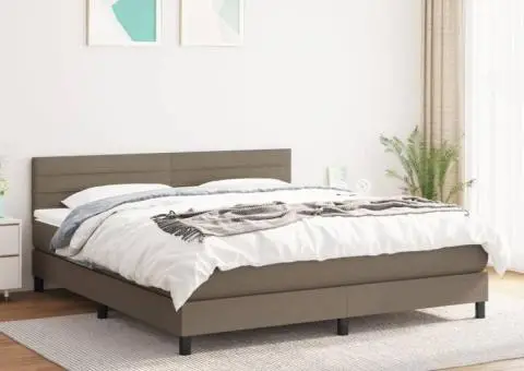 Pat continental cu saltea, gri taupe, 180x200 cm, textil - 1/5