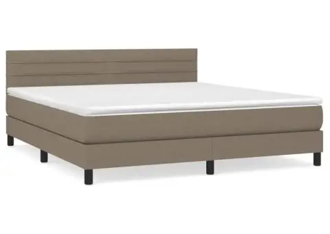 Pat continental cu saltea, gri taupe, 180x200 cm, textil - 2/5