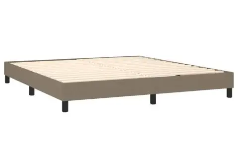 Pat continental cu saltea, gri taupe, 180x200 cm, textil - 4/5