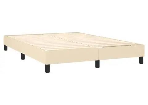Pat box spring cu saltea, crem, 140x200 cm, textil - 4/5