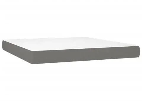 Pat continental cu saltea, gri închis, 160x200 cm, țesătură - 5/5