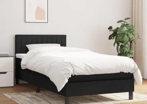 Pat box spring cu saltea, negru, 100x200 cm, textil - 1/5