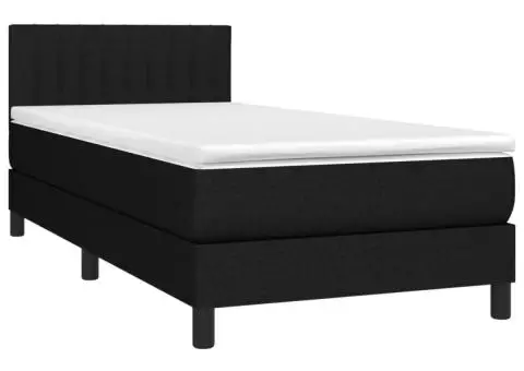 Pat box spring cu saltea, negru, 100x200 cm, textil - 3/5