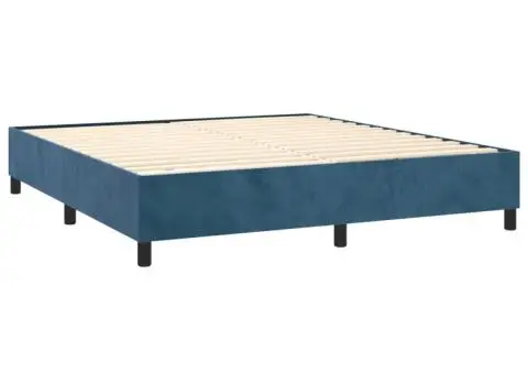 Pat cu arcuri, saltea și LED, bleumarin, 160x200 cm, catifea - 5/5