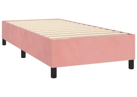 Pat cu arcuri, saltea și LED, negru, 90x200 cm, catifea - 5/5