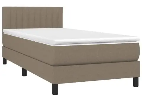 Pat box spring cu saltea, gri taupe, 100x200 cm, textil - 3/5