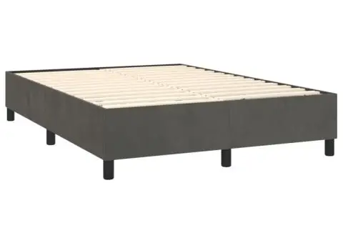 Pat cu arcuri, saltea și LED, gri închis, 140x200 cm, catifea - 5/5