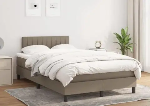 Pat box spring cu saltea, gri taupe, 120x200 cm, textil - 1/5