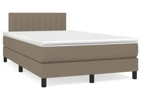 Pat box spring cu saltea, gri taupe, 120x200 cm, textil - 2/5
