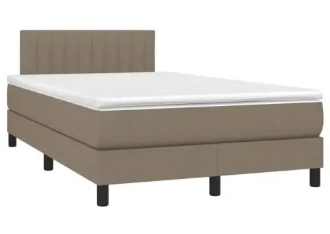 Pat box spring cu saltea, gri taupe, 120x200 cm, textil - 3/5