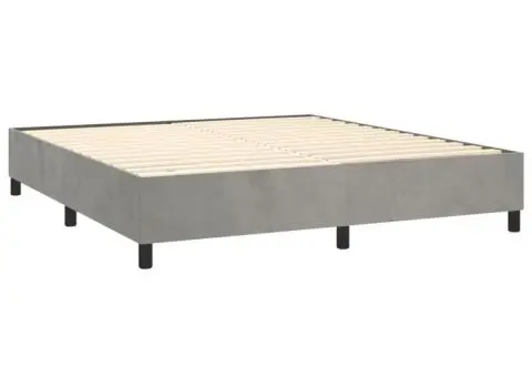 Pat cu arcuri, saltea și LED, gri deschis, 160x200 cm, catifea - 5/5