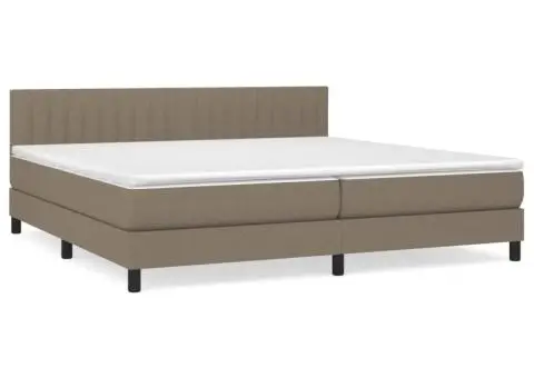 Pat box spring cu saltea, gri taupe, 200x200 cm, textil - 2/5