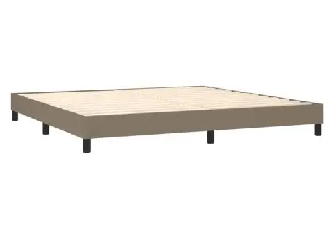 Pat box spring cu saltea, gri taupe, 200x200 cm, textil - 4/5