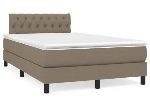 Pat box spring cu saltea, gri taupe, 120x200 cm, textil - 2/5