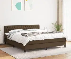 vidaXL Pat continental cu saltea maro închis 180x200cm material textil