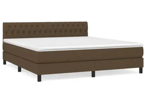 Pat continental cu saltea maro închis 180x200cm material textil - 2/5