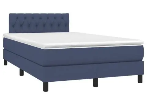 Pat box spring cu saltea, albastru, 120x200 cm, textil - 3/5