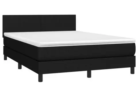 Pat box spring cu saltea, negru, 140x190 cm, textil - 3/5