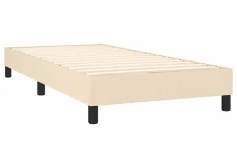 Pat box spring cu saltea, crem, 90x200 cm, textil - 4/5
