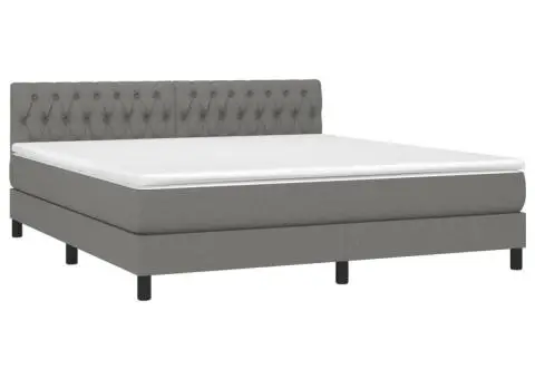 Pat box spring cu saltea, gri închis, 180x200 cm, textil - 3/5