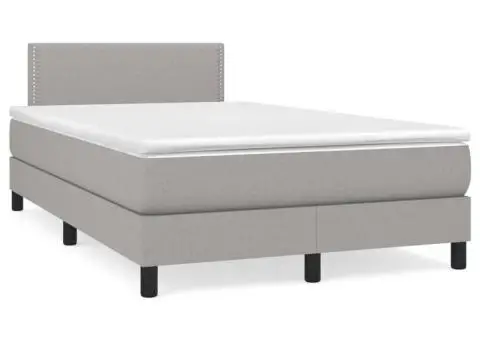 Pat box spring cu saltea, gri deschis, 120x200 cm, textil - 2/5