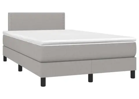 Pat box spring cu saltea, gri deschis, 120x200 cm, textil - 3/5