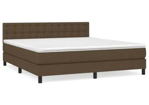 Pat continental cu saltea maro închis 180x200cm material textil - 2/5